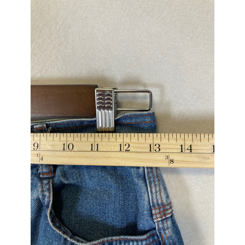 Vintage Britches n Things Women 11 Blue Denim High Rise Midi Skirt‎ Front Slit - Picture 7 of 9